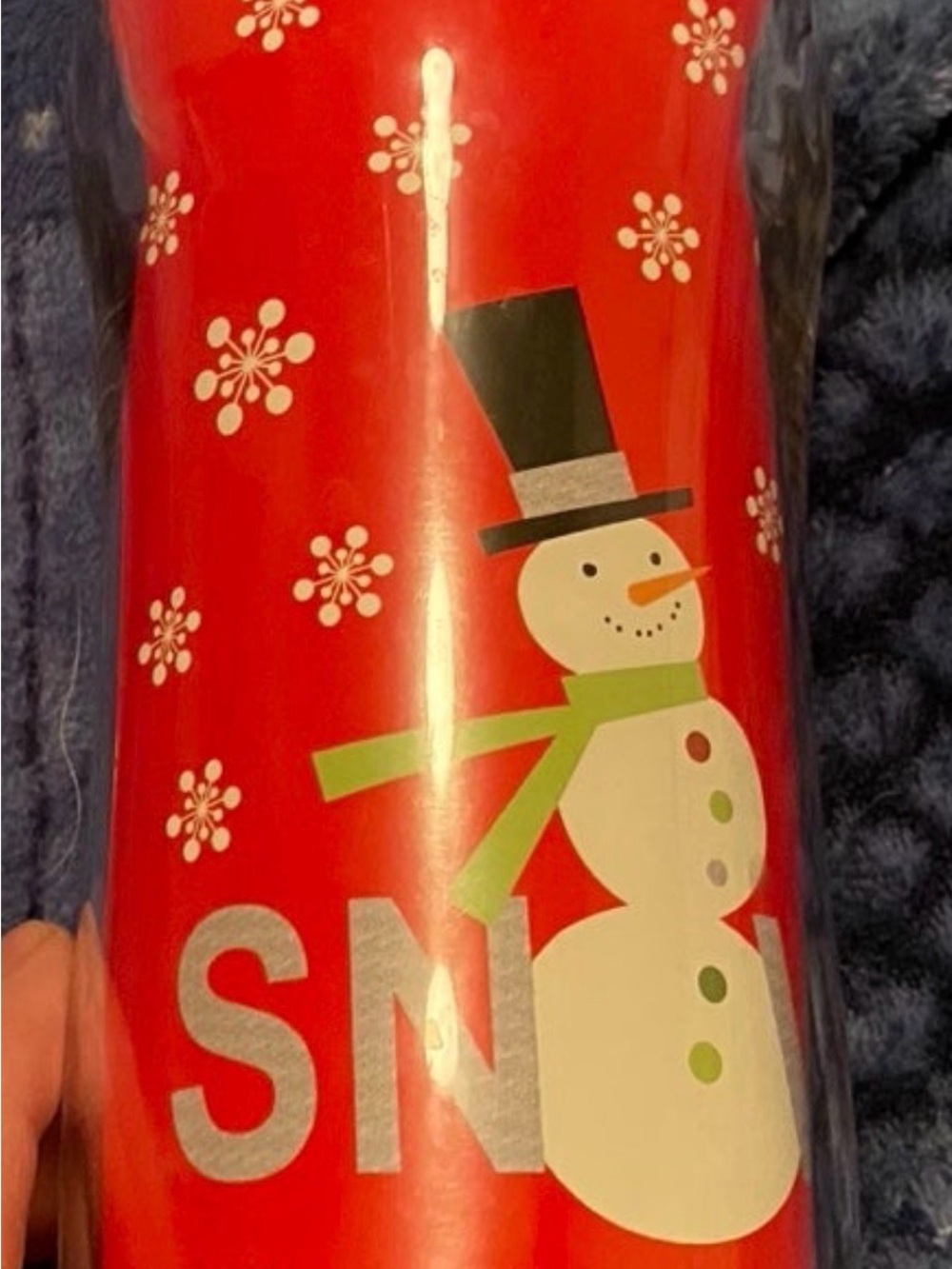 Holiday Snowman Red Gift Wrap Roll with Snowflake Design